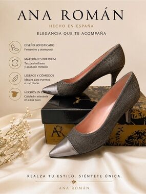 Metallic Gray Pointed Toe Mid-Heel Pumps